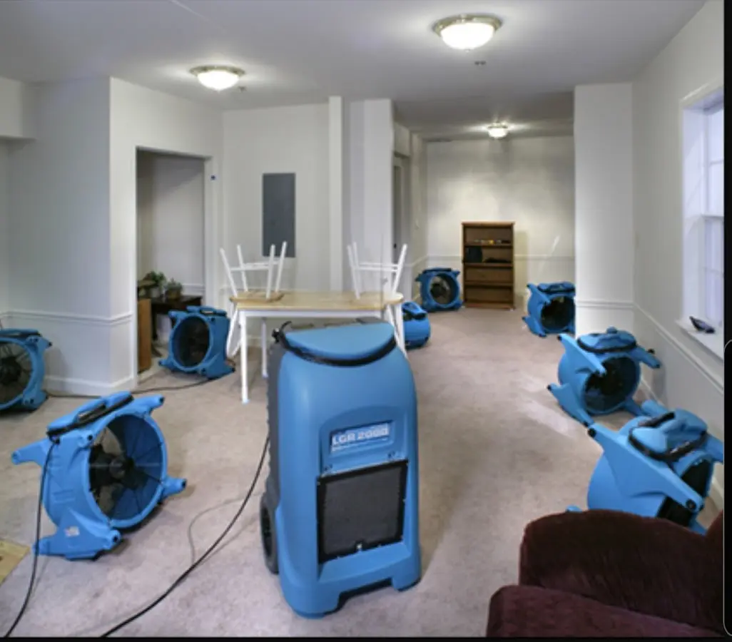 Air movers and dehumidifier setup for Water Extraction & Removal in Henderson